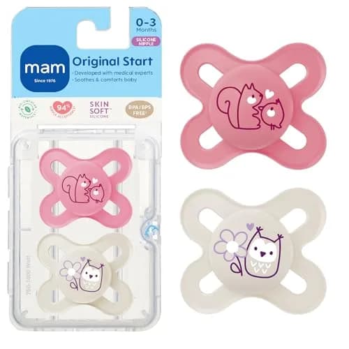 MAM Original Start Baby Pacifiers 0-3 Months SkinSoft Silicone, 2 Pack | Developed with Orthodontists thumbnail 1