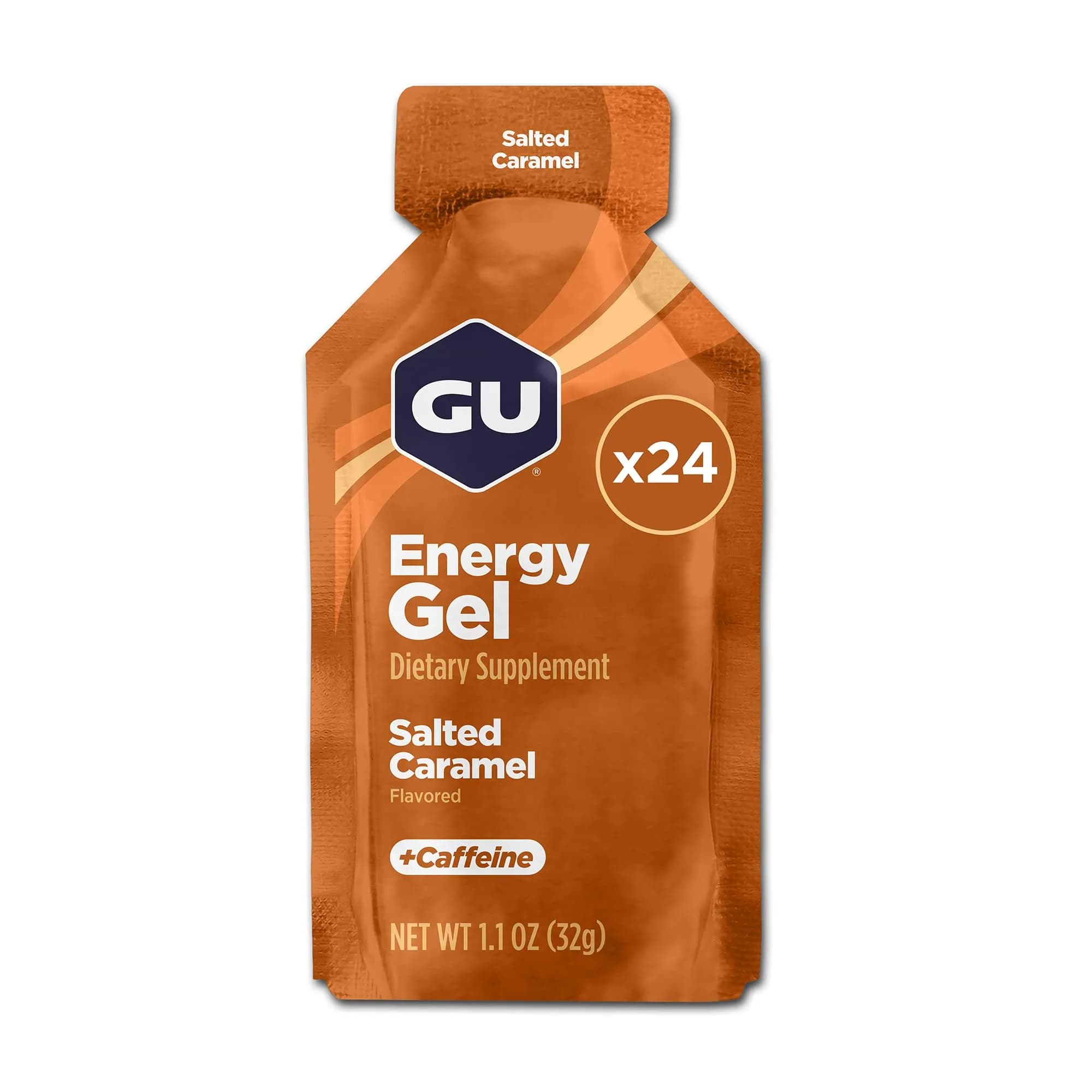 GU Energy Salted Caramel Energy Gel 24-Pack (100 Calorie Packets) | Dual-Source Energy & Electrolytes - main product image
