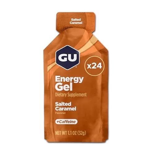 GU Energy Salted Caramel Energy Gel 24-Pack (100 Calorie Packets) | Dual-Source Energy & Electrolytes thumbnail 1