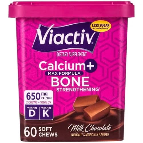 Viactiv Calcium + Vitamin D Soft Chews 60 Count | Milk Chocolate for Bone Support in India thumbnail 1