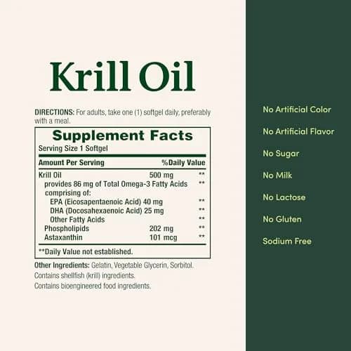 Nature's Bounty Krill Oil Heart Health 500mg 30 Count Softgels | Supports Cardiovascular Wellness thumbnail 5