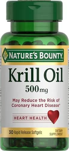 Nature's Bounty Krill Oil Heart Health 500mg 30 Count Softgels | Supports Cardiovascular Wellness thumbnail 1