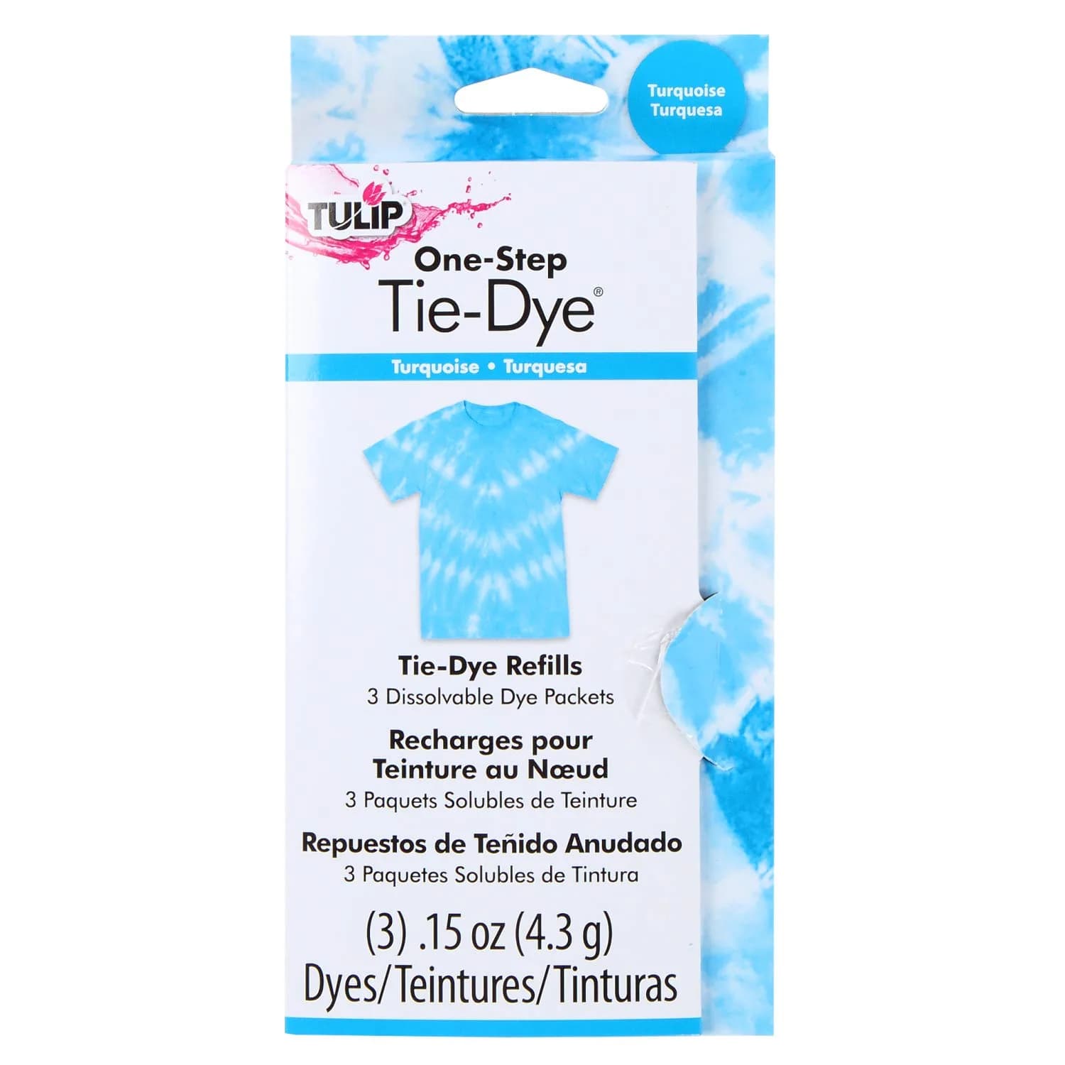 Tulip One-Step Tie-Dye Kit Dye Refill Packs, Turquoise, 12 fl oz (3 x 4 fl oz) | Concentrated Formula Dye — Turquoise