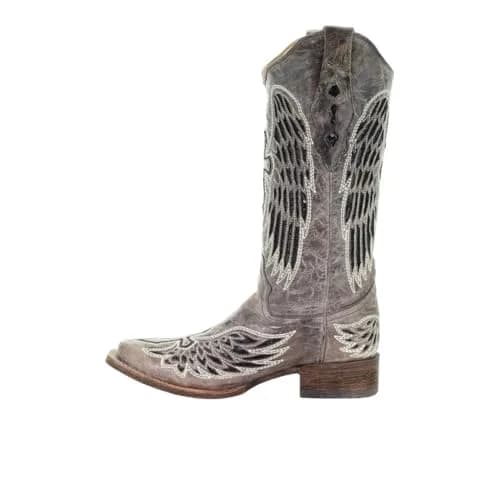 Corral Boots Womens Wings Tooled-Inlay Pull On Square Toe Casual Boots Mid Calf 6.5 Brown thumbnail 6