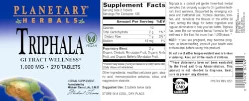 Planetary Herbals Triphala 1000mg - 270 Tablets | Traditional Digestive Support thumbnail 5
