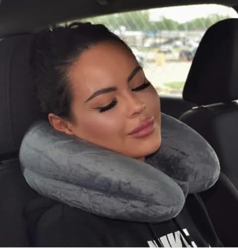 Wolf Essentials Adult Fleece Travel Neck Pillow for Airplane, Charcoal | Microfiber Support for Long Flights thumbnail 2