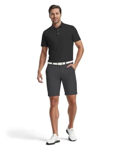 PGA TOUR Airflux Short Sleeve Golf Polo-Shirt in Caviar Black XL | Moisture-Wicking, Sun-Protective thumbnail 5
