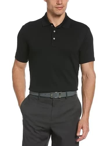 PGA TOUR Airflux Short Sleeve Golf Polo-Shirt in Caviar Black XL | Moisture-Wicking, Sun-Protective thumbnail 3