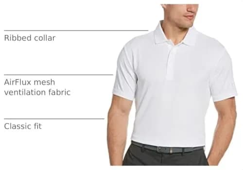 PGA TOUR Men's Airflux Short Sleeve Golf Polo-Shirt | Moisture-Wicking, UPF 15, White, M thumbnail 4