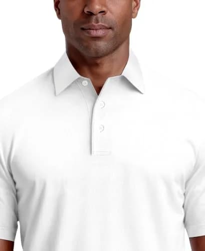 PGA TOUR Men's Airflux Short Sleeve Golf Polo-Shirt | Moisture-Wicking, UPF 15, White, M thumbnail 3