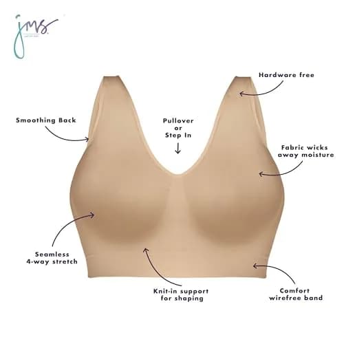 JUST MY SIZE Women's Pure Comfort Plus Size Mj1263 Bras, Nude (3X-Large US) | Seamless, Light Support & Moisture-Wicking thumbnail 4