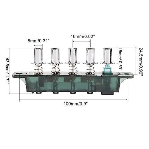 sourcing map AC 250V 4A Piano Type Key Board Switch for Range Hood | 5 Keys, Interlock & Latching thumbnail 4