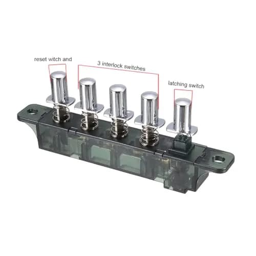 sourcing map AC 250V 4A Piano Type Key Board Switch for Range Hood | 5 Keys, Interlock & Latching thumbnail 2