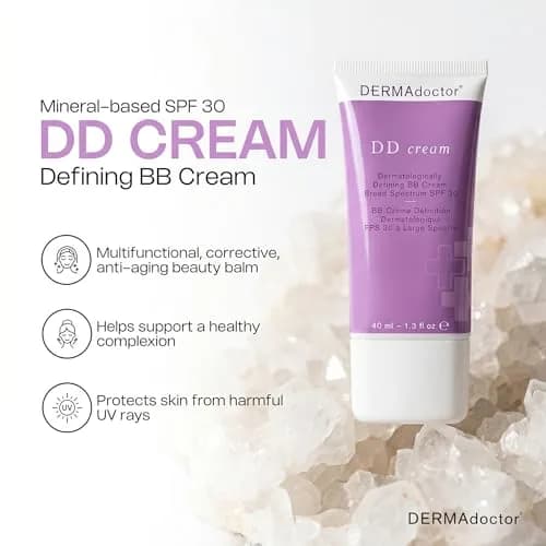 DERMAdoctor DD Cream Tinted Mineral Moisturizer SPF 30 | Hydrating, Sheer Coverage, Mineral Based Face Primer (110 words) thumbnail 7