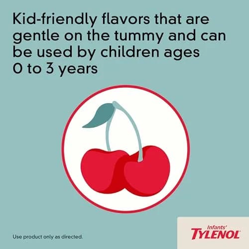 Tylenol Infants' Acetaminophen Oral Suspension Cherry Flavor 2 fl. oz (59 ml) | #1 Pediatrician-Recommended Pain & Fever Relief thumbnail 6