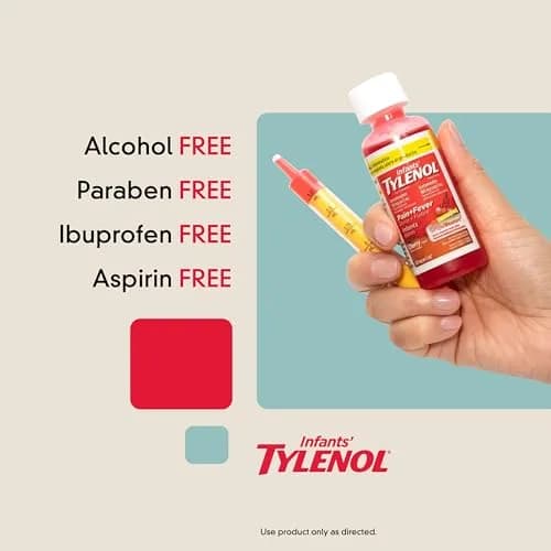 Tylenol Infants' Acetaminophen Oral Suspension Cherry Flavor 2 fl. oz (59 ml) | #1 Pediatrician-Recommended Pain & Fever Relief thumbnail 3
