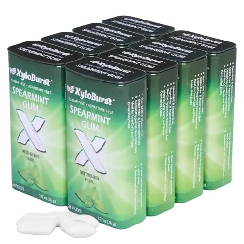 XyloBurst Spearmint Xylitol Chewing Gum 204 Pieces (Pack of 8) | Sugar-Free, Gluten-Free, Keto Friendly, Aspartame-Free thumbnail 1