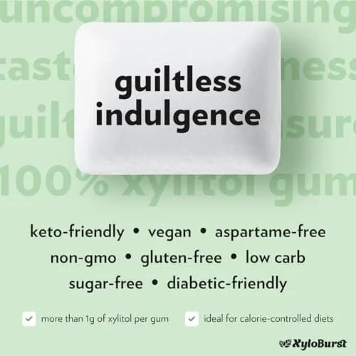XyloBurst Spearmint Xylitol Chewing Gum 204 Pieces (Pack of 8) | Sugar-Free, Gluten-Free, Keto Friendly, Aspartame-Free thumbnail 4