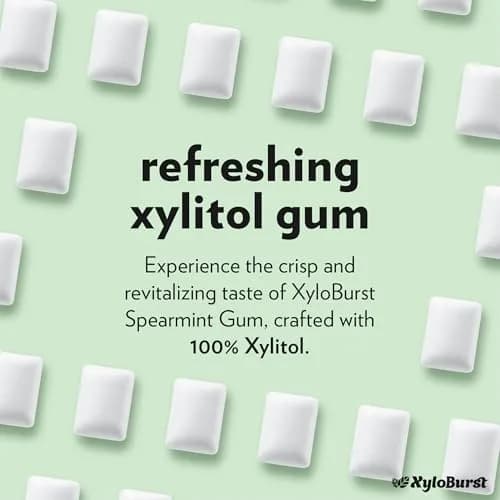 XyloBurst Spearmint Xylitol Chewing Gum 204 Pieces (Pack of 8) | Sugar-Free, Gluten-Free, Keto Friendly, Aspartame-Free thumbnail 3