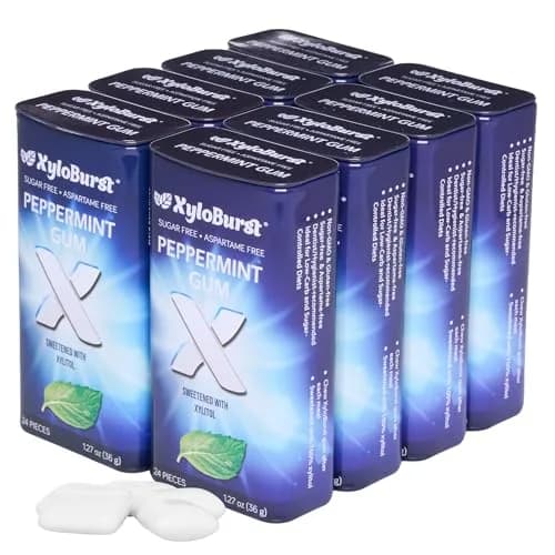 XyloBurst Peppermint Xylitol Chewing Gum 192 Pieces (Pack of 8) | Sugar-Free, Aspartame-Free, Dentist-Recommended thumbnail 1