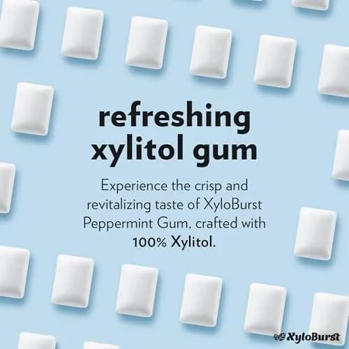 XyloBurst Peppermint Xylitol Chewing Gum 192 Pieces (Pack of 8) | Sugar-Free, Aspartame-Free, Dentist-Recommended thumbnail 3