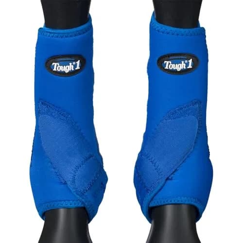 Tough 1 Economy Vented Front Sport Boots, Royal Blue, Medium | Contoured neoprene horse boots with quick grip tabs thumbnail 2