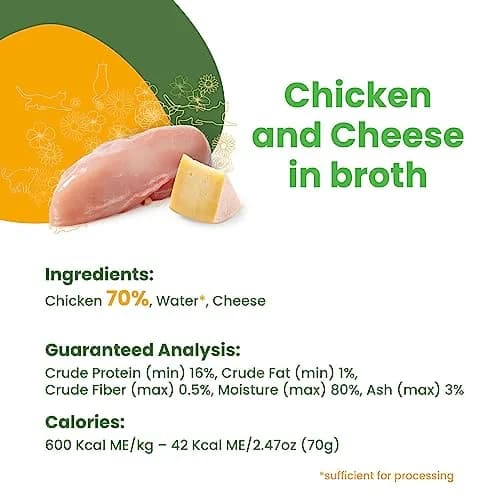 Almo Nature HQS Natural Wet Cat Food Chicken & Cheese 2.47 oz | Grain-Free, All-Natural, High Digestibility thumbnail 2