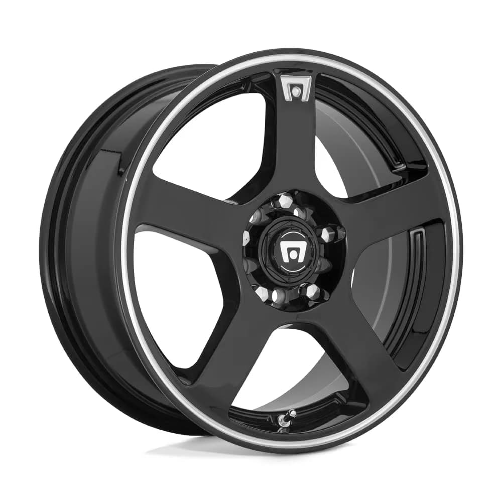 Motegi MR116 FS5 15x6.5 5x100/4.5 40mm Matte Black with Red Stripe | Performance Racing Wheel — GLOSS BLACK MACHINED FLANGE / 16X7, 5X100/4.5, 5.57, 40mm