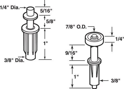 PRIME-LINE N 7266 Bi-Fold Door Top Pivot and Guide Wheel (2 Pack) | 1.9 cm (0.75 in) Diameter thumbnail 2