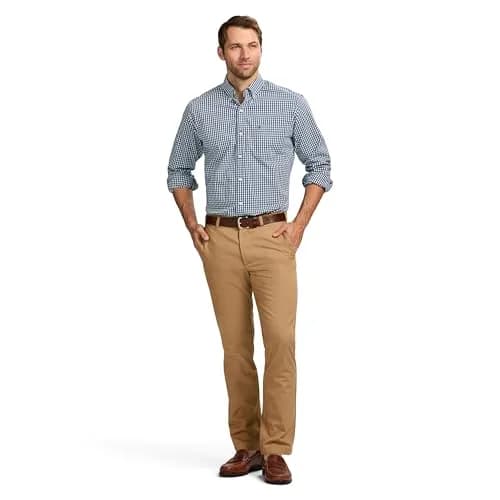 IZOD Men's American Chino Flat-Front Straight-Fit Pants, English Khaki, 36W x 34L | Classic, breathable cotton chinos for men thumbnail 4