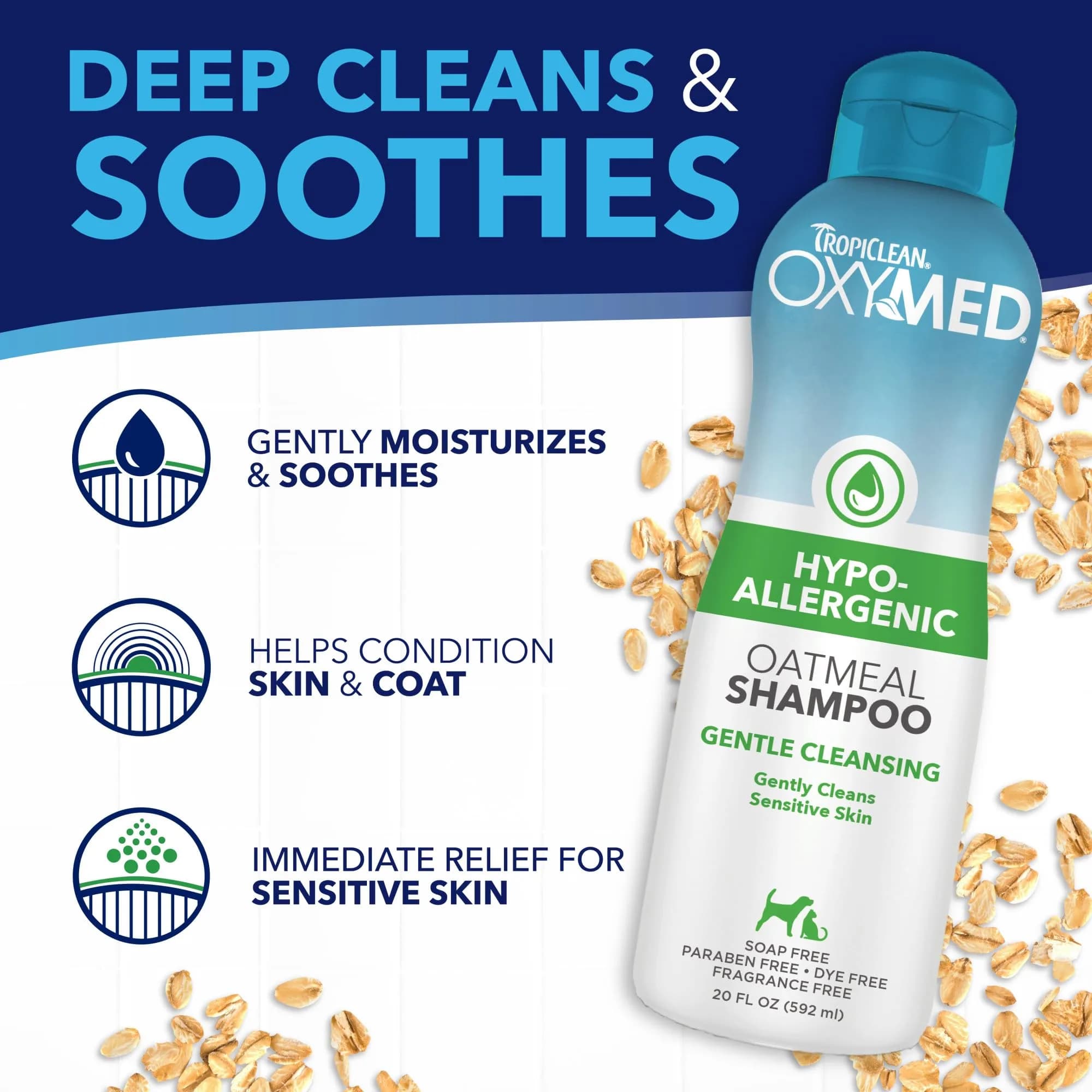 TropiClean OxyMed Hypoallergenic Dog & Cat Shampoo 591ml (20oz) | Soothes Itchy Skin & Coats - view 6