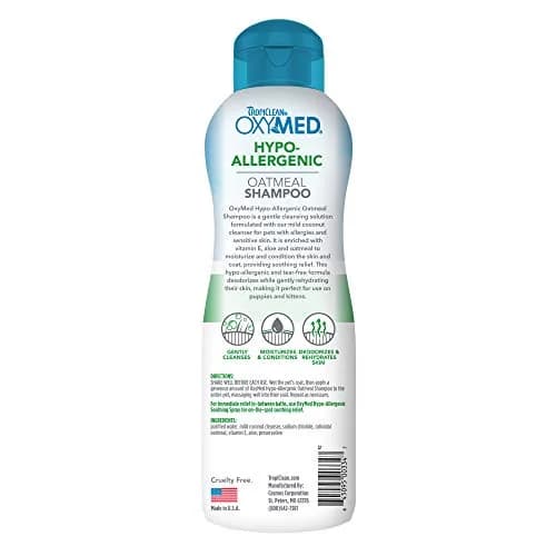 TropiClean OxyMed Hypoallergenic Dog & Cat Shampoo 591ml (20oz) | Soothes Itchy Skin & Coats thumbnail 2
