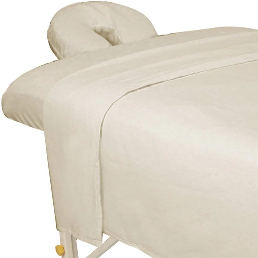 ForPro Premium Flannel 3-Piece Massage Sheet Set, Natural | Soft Cotton, Durable & Snug Fit for Massage Tables