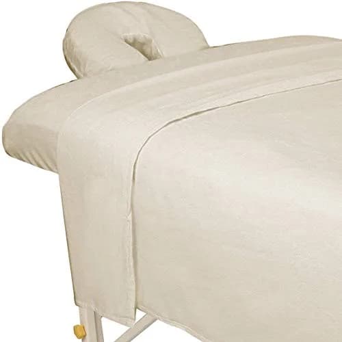 ForPro Premium Flannel 3-Piece Massage Sheet Set, Natural | Soft Cotton, Durable & Snug Fit for Massage Tables thumbnail 1