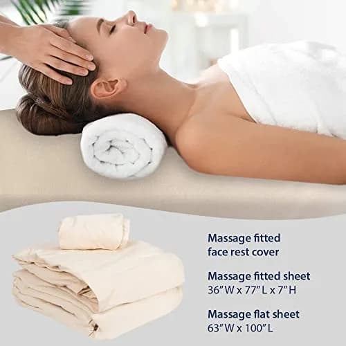 ForPro Premium Flannel 3-Piece Massage Sheet Set, Natural | Soft Cotton, Durable & Snug Fit for Massage Tables thumbnail 5