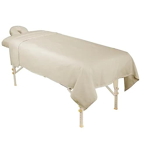 ForPro Premium Flannel 3-Piece Massage Sheet Set, Natural | Soft Cotton, Durable & Snug Fit for Massage Tables thumbnail 3