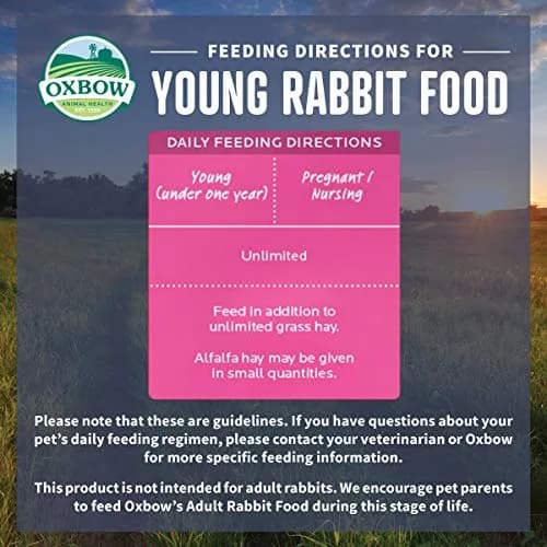 Oxbow Essentials Young Rabbit Food Pellets 11.33 kg (25 lb) | High-Fiber Timothy Hay Formula for Digestive Health thumbnail 4