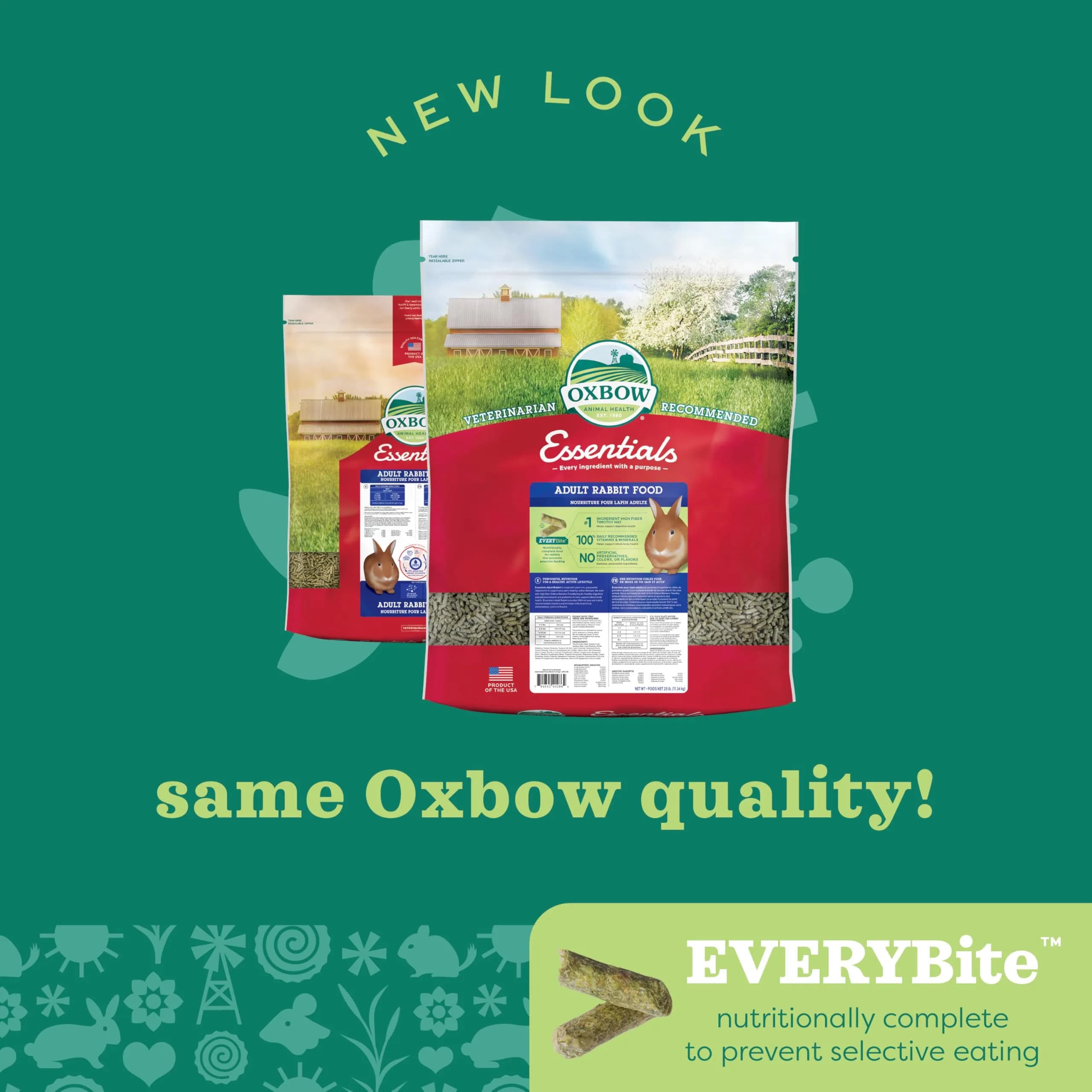 Oxbow Essentials Adult Rabbit Food Timothy Hay Pellets 11.3 kg (25 lb) | Veterinarian Recommended for Adult Rabbits - view 8