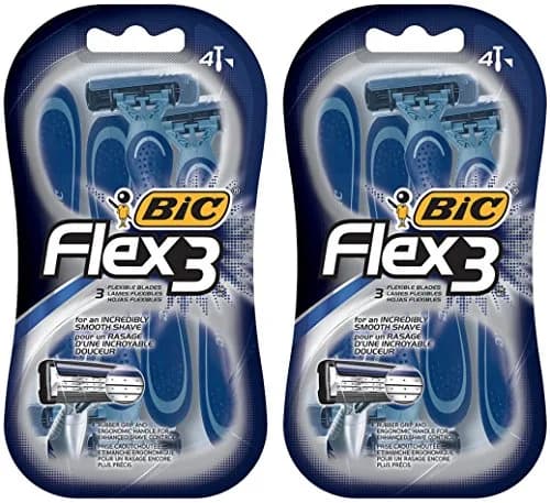 BIC Flex 3 Men's Disposable Razor, 4 Count (2 Packs) | Sensitive Skin, Pivoting Head, Ergonomic Handle thumbnail 1