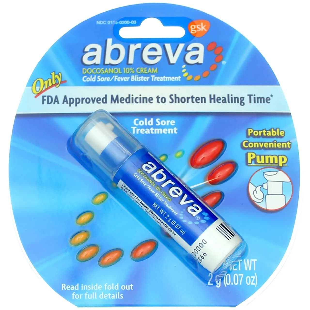 Abreva Cold Sore Treatment Cream 2g (0.07 oz) | Fast-Acting Relief - main product image