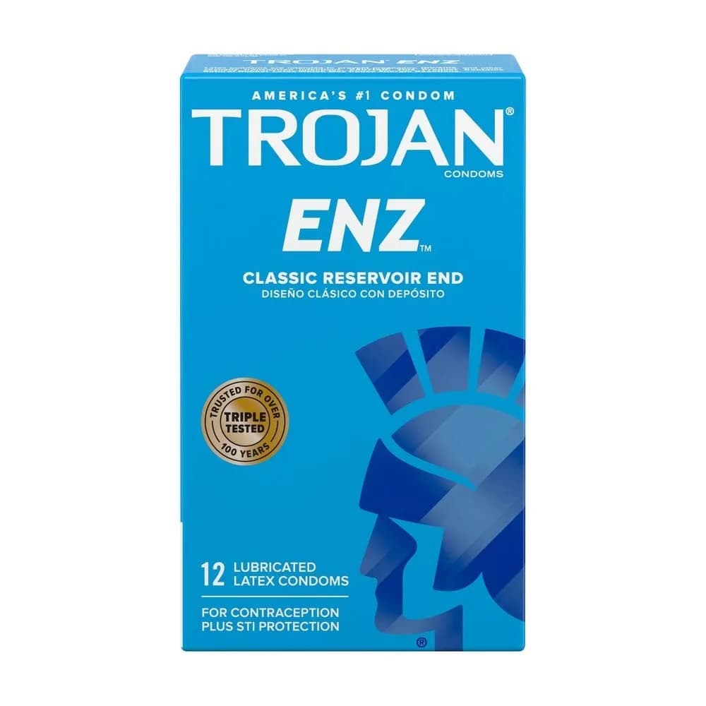 Trojan Enz Condoms Lubricants 36 Count | Classic Latex with Reservoir Tip for Comfort — Blue