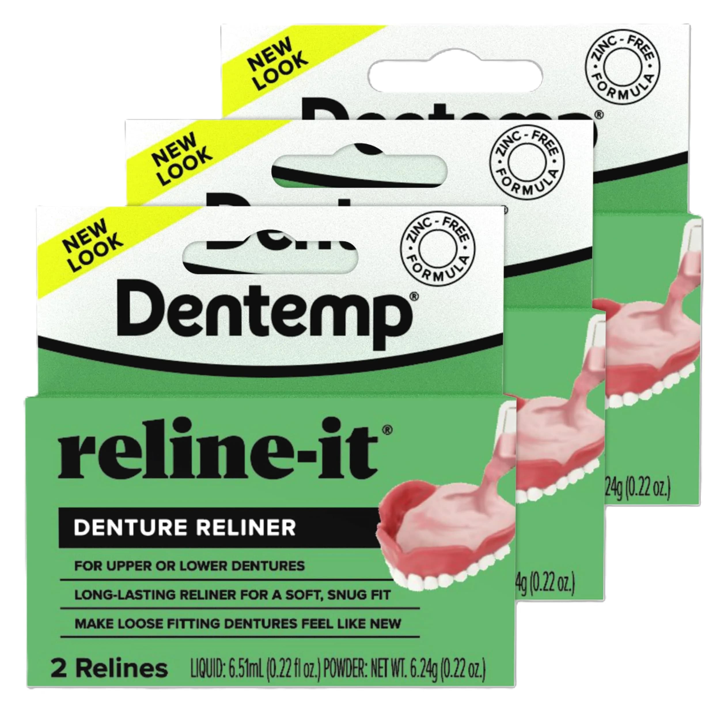 Dentemp Reline-It Denture Reline Kit Advanced Formula 2 Count (Pack of 1) | Custom Fit for Upper & Lower Dentures — (6 Relines)