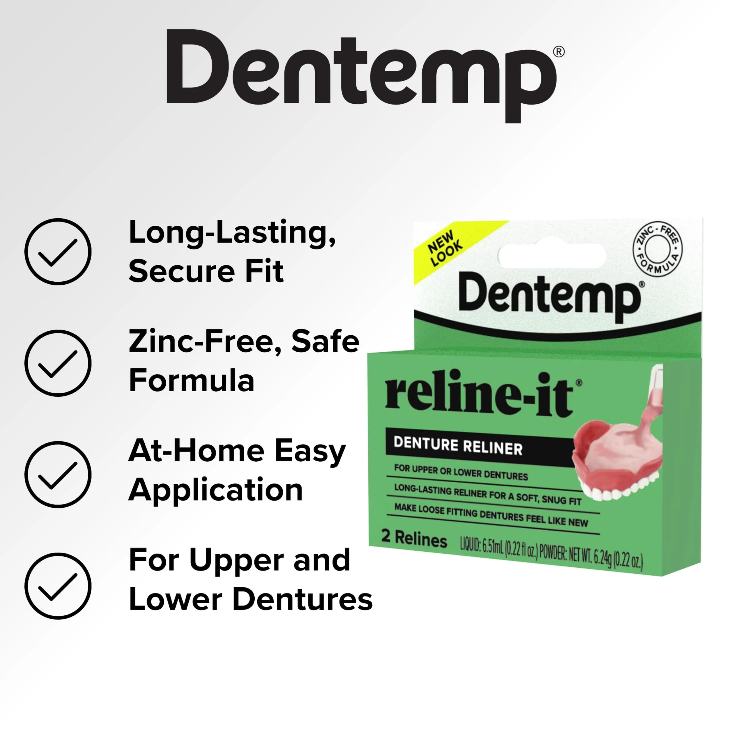 Dentemp Reline-It Advanced Formula Denture Reline Kit 3 Pack (6 Relines) | Custom Fit for Upper & Lower Dentures - view 6