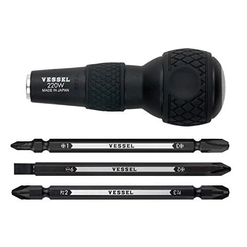 VESSEL Ball Grip Interchangeable Screwdriver Set with 6 Hex Bits | 10 cm (3 inch) Blade Length thumbnail 1