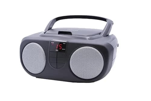 PROSCAN ELITE Retro Boombox Portable AM/FM Radio with CD Player & AUX Input (Black) | 1.38 kg (3.05 lb) thumbnail 1