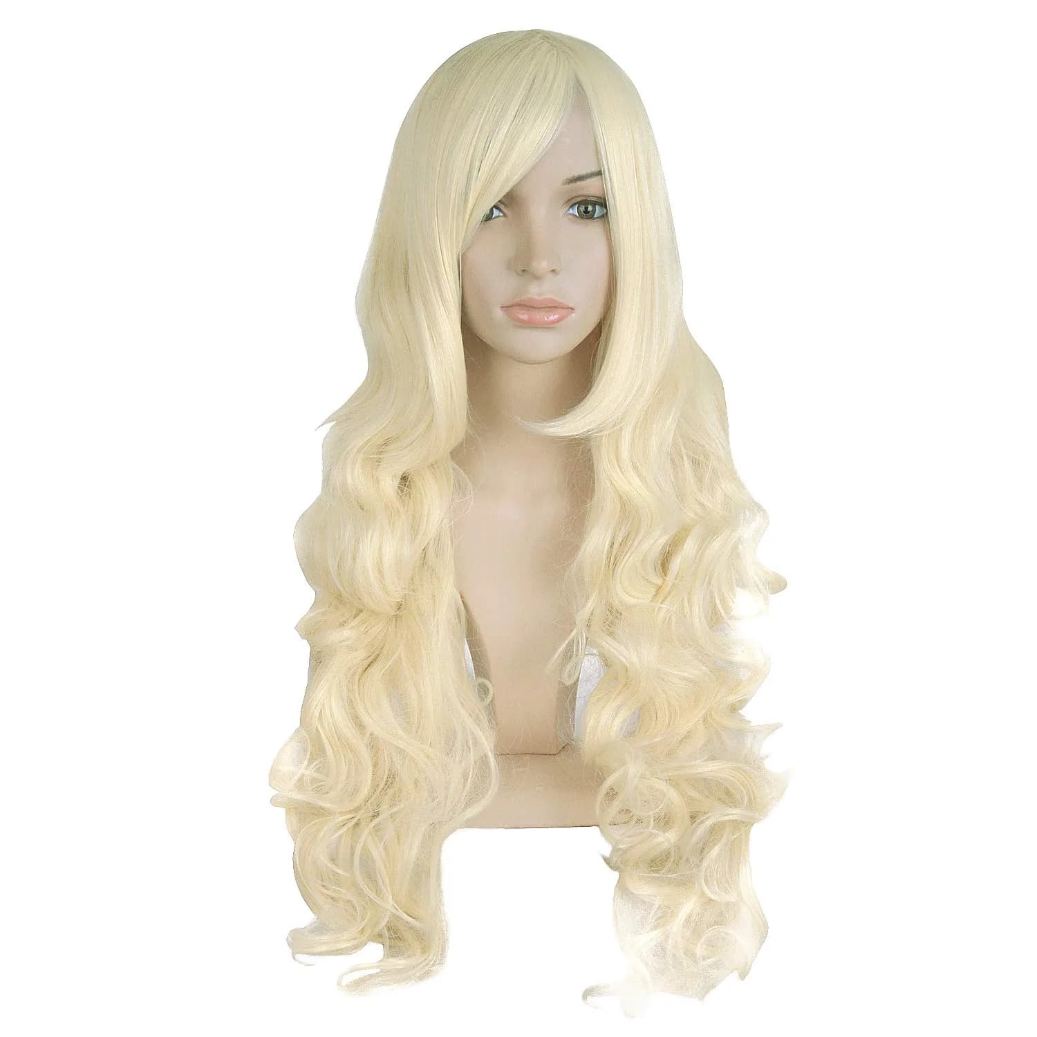MapofBeauty 32 Inch Spiral Curly Cosplay Wig, Light Blonde | Heat Resistant Synthetic Hair — Light Blonde