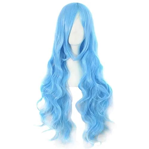 MapofBeauty 32 Inch Spiral Curly Cosplay Wig, Azure Blue | Heat Resistant Synthetic Fiber thumbnail 1