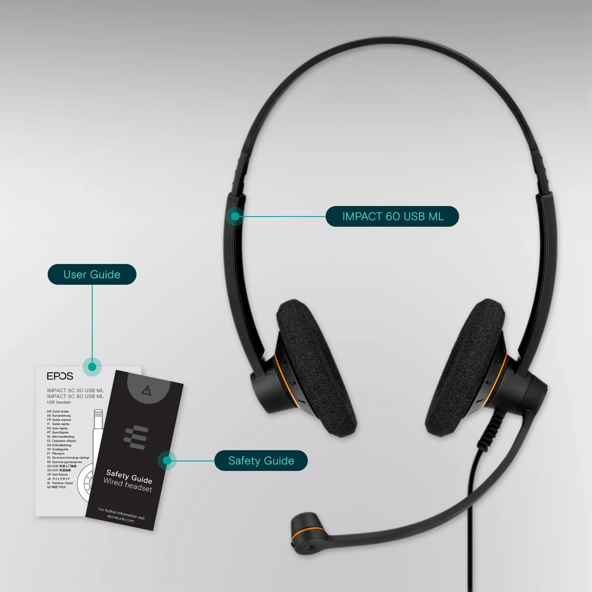 EPOS Sennheiser SC 60 USB ML Double-Sided Business Headset | HD Sound, Noise-Cancelling Mic, 2-Pack - view 5