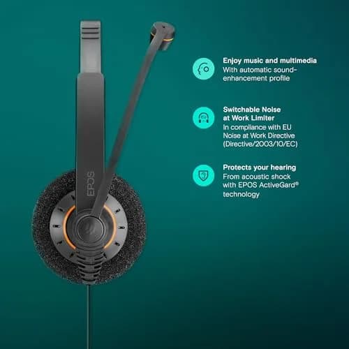 EPOS Sennheiser SC 60 USB ML Double-Sided Business Headset | HD Sound, Noise-Cancelling Mic, 2-Pack thumbnail 3