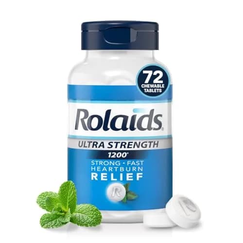 Rolaids Ultra Strength Antacid Chewable Tablets Mint 72-Count | Neutralizes 100x Stomach Acid thumbnail 1